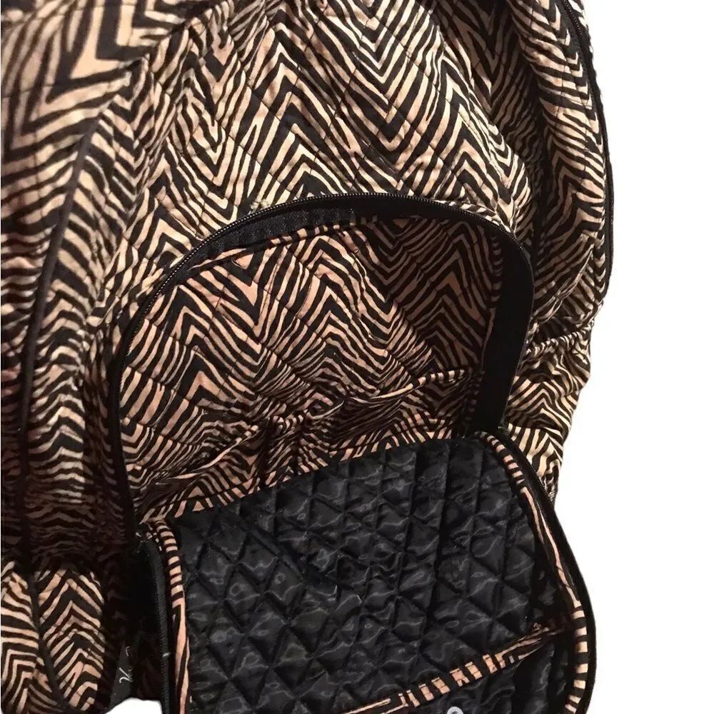 Vera Bradley school backpack excellent  condition  Black and Tan zebra print - Picture 3 of 8
